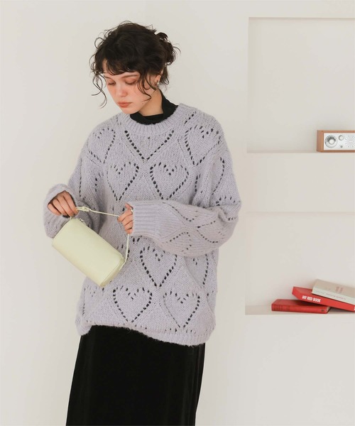 forte_forte 透かし編みニット　シルク　モヘア　カシミヤ forte_forte 透かし編みニットシルクモヘアカシミヤ