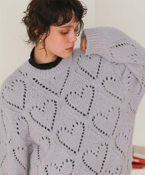 titivate(ティティベイト)の「ハート透かし柄モヘアタッチニット(ニット/セーター・レディース・チャコール/レッド/グレー/アイボリー・M)」の21枚目の写真