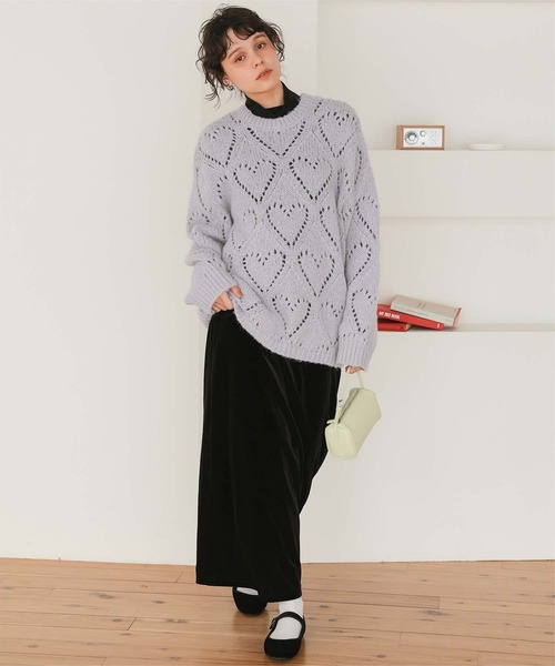 titivate(ティティベイト)の「ハート透かし柄モヘアタッチニット(ニット/セーター・レディース・チャコール/レッド/グレー/アイボリー・M)」の22枚目の写真