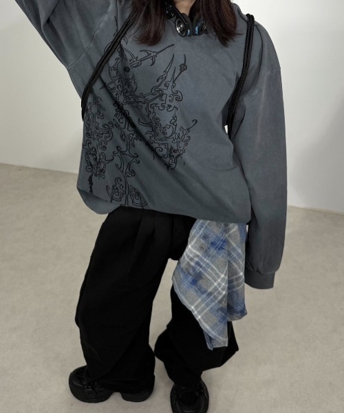 Never mind the XU / Chikashitsu+（ネバーマインド ザ エックスユー / チカシツプラス）の「【Nerd out XU】waist scarf denim wide pants / 【ナードアウトエックスユー】ウエストスカーフワイドデニムパンツ（デニムパンツ・メンズ・ブラック・M）」の8枚目の写真