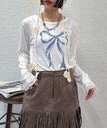 【25AW】袖フリルリボンロングTシャツ