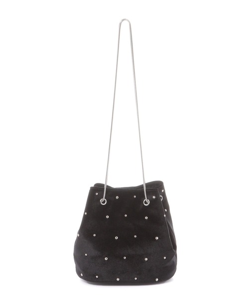 LAKOLE（ラコレ）の「ベロアスタッズ巾着バッグ / 587760（ショルダーバッグ・レディース・アイボリー/ブラック/ライトブルー・FREE）」の12枚目の写真