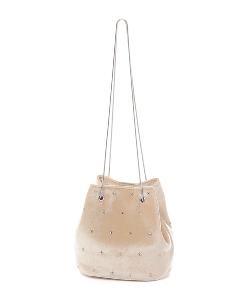 LAKOLE（ラコレ）の「ベロアスタッズ巾着バッグ / 587760（ショルダーバッグ・レディース・アイボリー/ブラック/ライトブルー・FREE）」の4枚目の写真