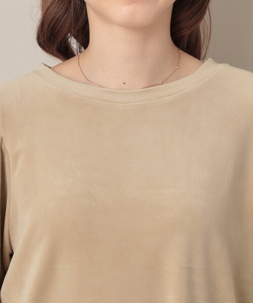 couture brooch(クチュールブローチ)の「ベロア5分袖Tシャツ(Tシャツ/カットソー・レディース・ブラック/ベージュ・40/38)」の14枚目の写真