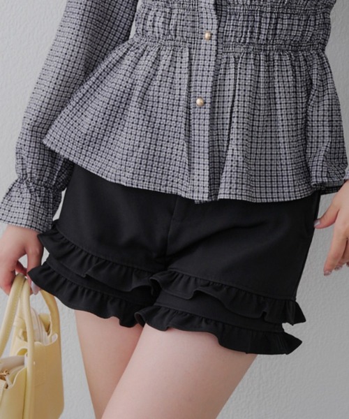 Another Branch olive des olive（アナザーブランチオリーブデオリーブ）の「2段フリルスカパン（その他パンツ・レディース・ドット/ブラウン/ブラック・FREE）」の2枚目の写真