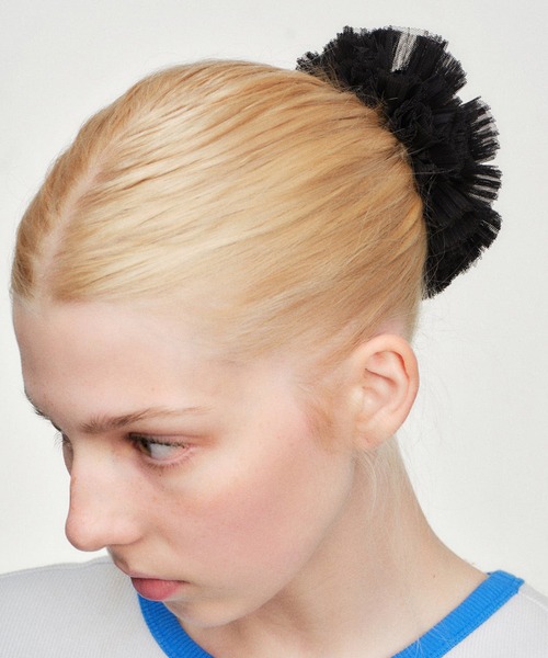 GOOD SQUISH(グッドスクイッシュ)の「【GOOD SQUISH】Cowboy Silk Tutu チュールレースシュシュ ギフト プレゼント(シュシュ・レディース・ライトピンク/ブラック・FREE)」の4枚目の写真