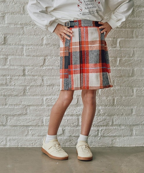 FOUND GOOD（ファウンドグッド）の「G/チェックキルトスカート（スカート・キッズ・レッド系/グリーン・140cm/130cm/150cm/120cm）」の2枚目の写真