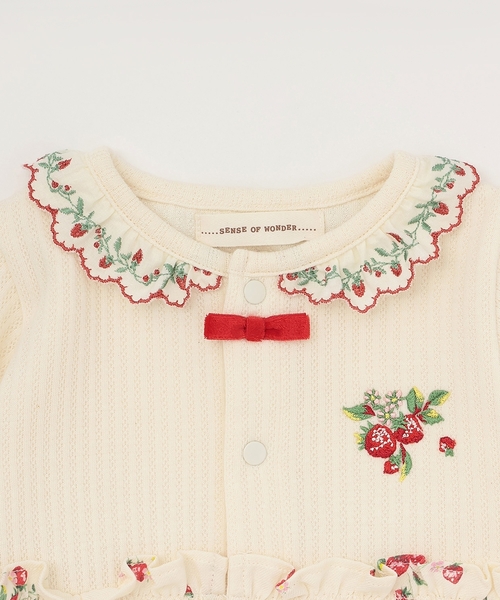 sense of wonder（センスオブワンダー）の「【オーガニック】野イチゴ長袖ロンパース【日本製】（ロンパース・キッズ・ホワイト系・70cm/80ｃｍ）」の3枚目の写真