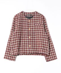 No.1896 VINTAGE ヴィンテージ ノーカラージャケット チェック柄 vintageヴィンテージジャケットショート丈チェック柄ノーカラー