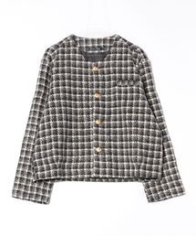 メンズのノーカラージャケット（チェック柄）ファッション通販