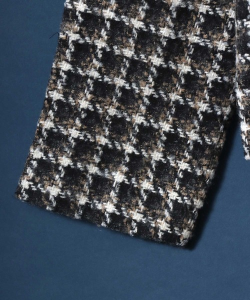 ANPAS(アンパス)の「Tweed Gold Button Plaid Pattern Collarless Short Jacket/ツイード ゴールドボタン ノーカラージャケット フォーマル ショート丈 チェック柄(ノーカラージャケット・メンズ・ホワイト系その他/ブラック系その他/レッド系その他/ブラック系その他2・M/L)」の13枚目の写真