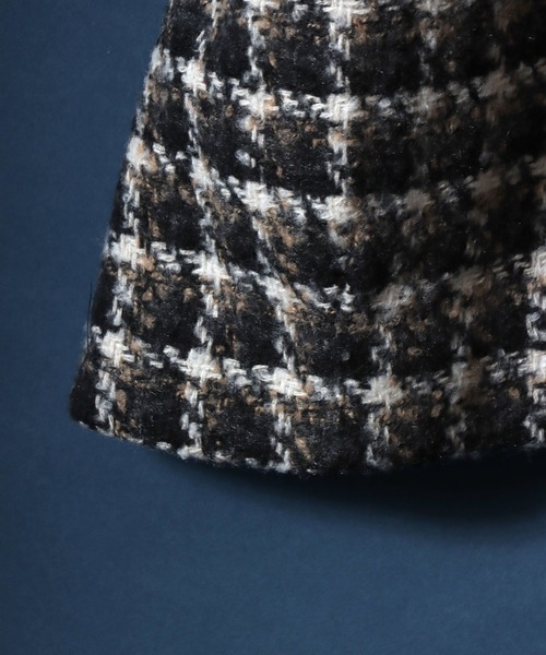 ANPAS(アンパス)の「Tweed Gold Button Plaid Pattern Collarless Short Jacket/ツイード ゴールドボタン ノーカラージャケット フォーマル ショート丈 チェック柄(ノーカラージャケット・メンズ・ホワイト系その他/ブラック系その他/レッド系その他/ブラック系その他2・M/L)」の15枚目の写真