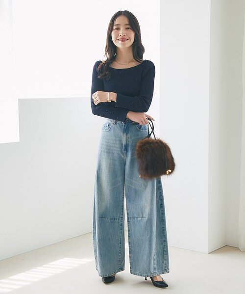 La boutique BonBon（ラブティックボンボン）の「【ヴィオラドーロ】ラクーンファー巾着ポシェット（トートバッグ・レディース・ブラウン・FREE）」の3枚目の写真