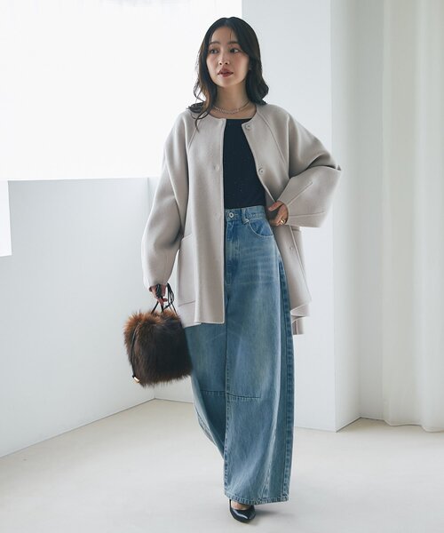 La boutique BonBon（ラブティックボンボン）の「【ヴィオラドーロ】ラクーンファー巾着ポシェット（トートバッグ・レディース・ブラウン・FREE）」の7枚目の写真