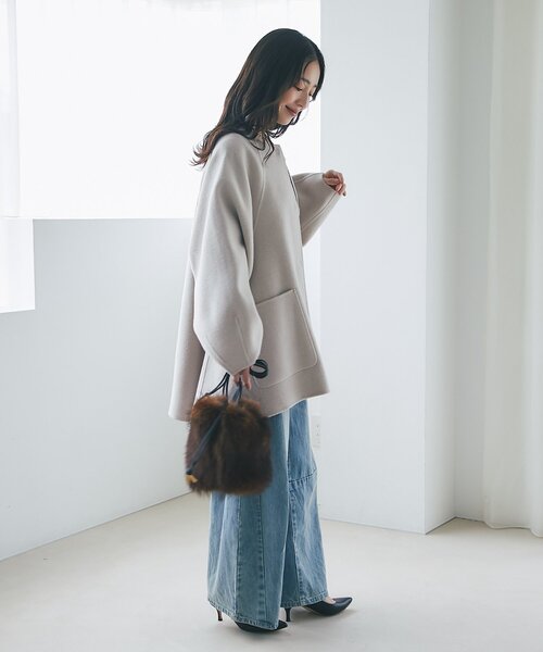 La boutique BonBon（ラブティックボンボン）の「【ヴィオラドーロ】ラクーンファー巾着ポシェット（トートバッグ・レディース・ブラウン・FREE）」の8枚目の写真