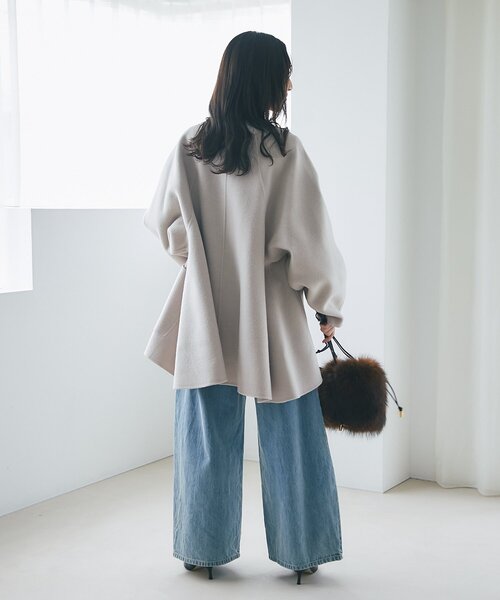 La boutique BonBon（ラブティックボンボン）の「【ヴィオラドーロ】ラクーンファー巾着ポシェット（トートバッグ・レディース・ブラウン・FREE）」の9枚目の写真