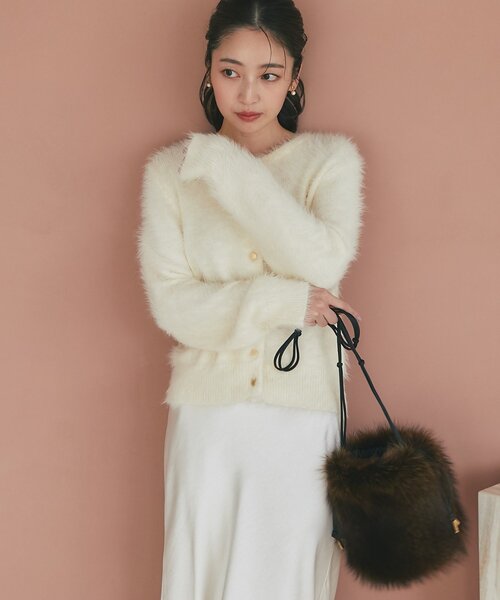 La boutique BonBon（ラブティックボンボン）の「【ヴィオラドーロ】ラクーンファー巾着ポシェット（トートバッグ・レディース・ブラウン・FREE）」の10枚目の写真