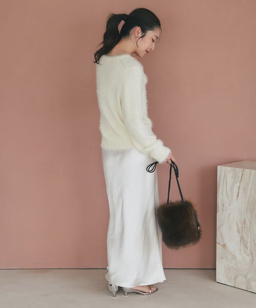 La boutique BonBon（ラブティックボンボン）の「【ヴィオラドーロ】ラクーンファー巾着ポシェット（トートバッグ・レディース・ブラウン・FREE）」の13枚目の写真