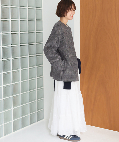 追加》スーパーファインビーバークルーネックコート（ノーカラーコート