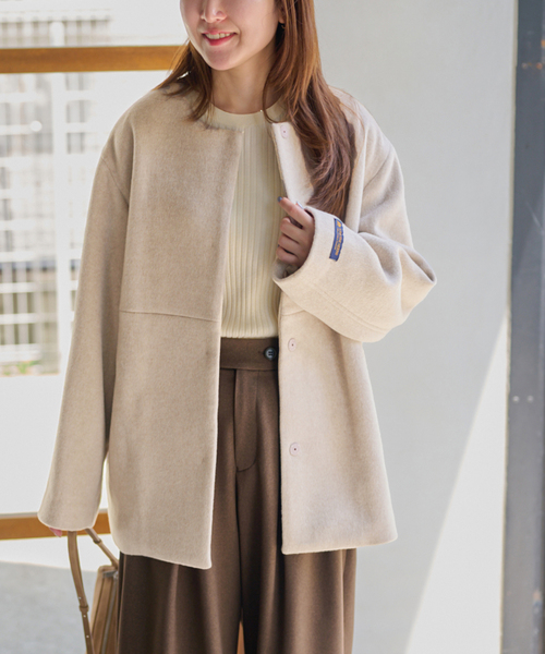 JOURNAL STANDARD relumeファインビーバークルーネックコート JOURNAL STANDARD relume｜《追加》スーパーファインビーバー