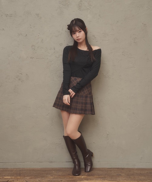 M DOLLY(エムドリー)の「half heart vortice tops/ハーフハートヴォルティチェトップス(Tシャツ/カットソー・レディース・グレー/ブラック・FREE)」の8枚目の写真