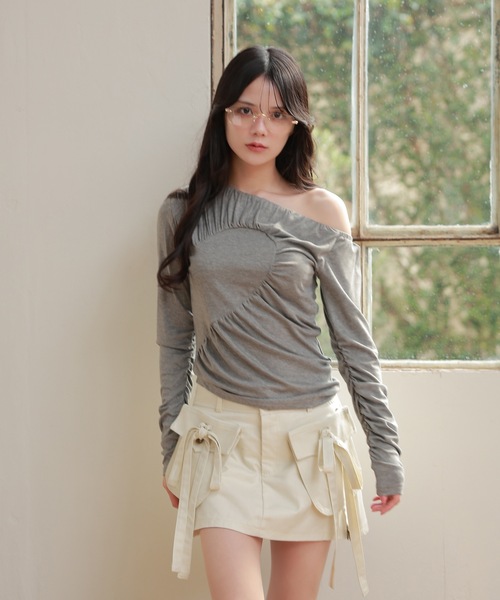 M DOLLY(エムドリー)の「half heart vortice tops/ハーフハートヴォルティチェトップス(Tシャツ/カットソー・レディース・グレー/ブラック・FREE)」の9枚目の写真