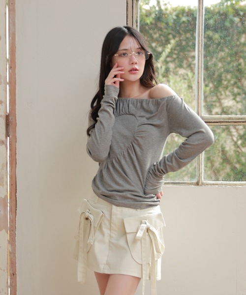 M DOLLY(エムドリー)の「half heart vortice tops/ハーフハートヴォルティチェトップス(Tシャツ/カットソー・レディース・グレー/ブラック・FREE)」の12枚目の写真