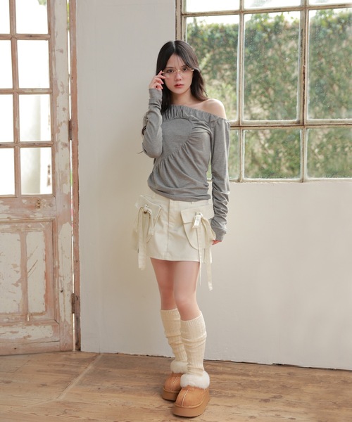 M DOLLY(エムドリー)の「half heart vortice tops/ハーフハートヴォルティチェトップス(Tシャツ/カットソー・レディース・グレー/ブラック・FREE)」の13枚目の写真