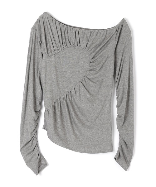 M DOLLY(エムドリー)の「half heart vortice tops/ハーフハートヴォルティチェトップス(Tシャツ/カットソー・レディース・グレー/ブラック・FREE)」の14枚目の写真