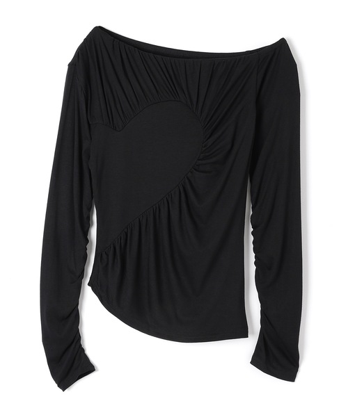 M DOLLY(エムドリー)の「half heart vortice tops/ハーフハートヴォルティチェトップス(Tシャツ/カットソー・レディース・グレー/ブラック・FREE)」の15枚目の写真