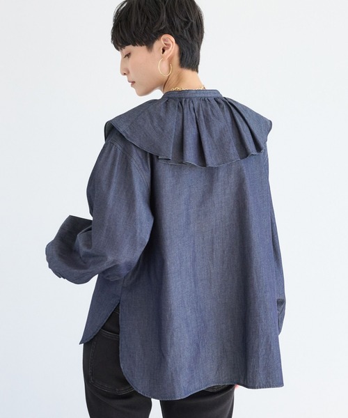 BARNYARDSTORM（バンヤードストーム）の「BARNYARDSTORM / ダンガリービッグカラーブラウス/ マシンウォッシャブル【JAPAN FABRIC】（シャツ/ブラウス・レディース・ダークブルー・FREE）」の17枚目の写真