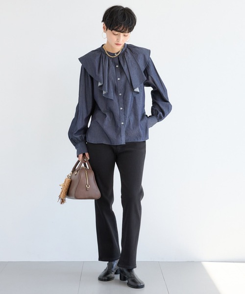 BARNYARDSTORM（バンヤードストーム）の「BARNYARDSTORM / ダンガリービッグカラーブラウス/ マシンウォッシャブル【JAPAN FABRIC】（シャツ/ブラウス・レディース・ダークブルー・FREE）」の11枚目の写真