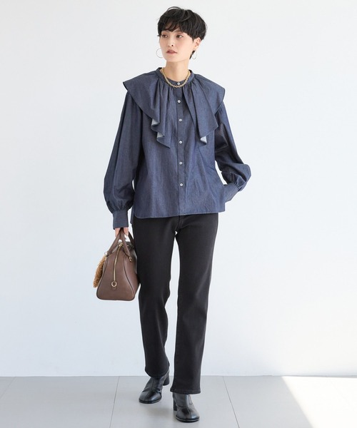 BARNYARDSTORM（バンヤードストーム）の「BARNYARDSTORM / ダンガリービッグカラーブラウス/ マシンウォッシャブル【JAPAN FABRIC】（シャツ/ブラウス・レディース・ダークブルー・FREE）」の16枚目の写真