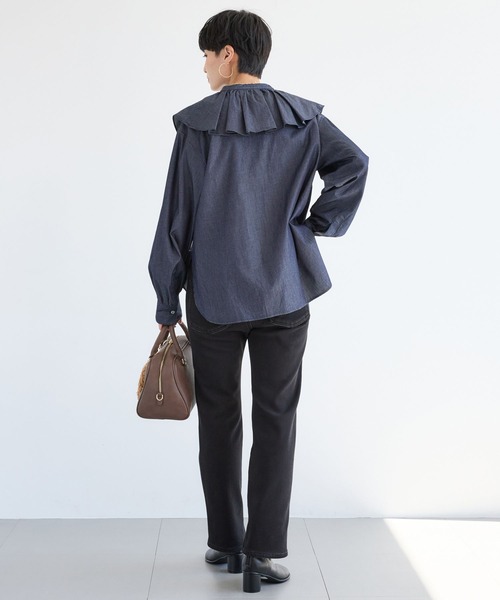 BARNYARDSTORM（バンヤードストーム）の「BARNYARDSTORM / ダンガリービッグカラーブラウス/ マシンウォッシャブル【JAPAN FABRIC】（シャツ/ブラウス・レディース・ダークブルー・FREE）」の14枚目の写真