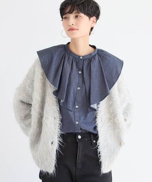 BARNYARDSTORM（バンヤードストーム）の「BARNYARDSTORM / ダンガリービッグカラーブラウス/ マシンウォッシャブル【JAPAN FABRIC】（シャツ/ブラウス・レディース・ダークブルー・FREE）」の13枚目の写真