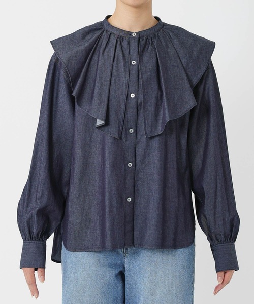 BARNYARDSTORM（バンヤードストーム）の「BARNYARDSTORM / ダンガリービッグカラーブラウス/ マシンウォッシャブル【JAPAN FABRIC】（シャツ/ブラウス・レディース・ダークブルー・FREE）」の9枚目の写真