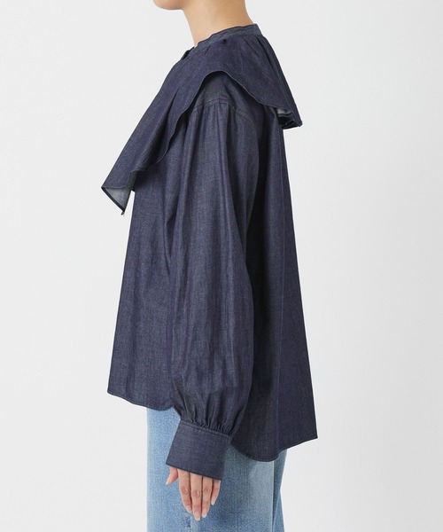 BARNYARDSTORM（バンヤードストーム）の「BARNYARDSTORM / ダンガリービッグカラーブラウス/ マシンウォッシャブル【JAPAN FABRIC】（シャツ/ブラウス・レディース・ダークブルー・FREE）」の8枚目の写真