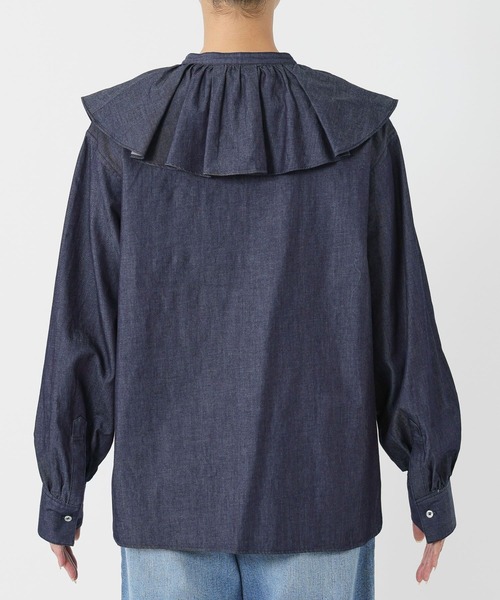 BARNYARDSTORM（バンヤードストーム）の「BARNYARDSTORM / ダンガリービッグカラーブラウス/ マシンウォッシャブル【JAPAN FABRIC】（シャツ/ブラウス・レディース・ダークブルー・FREE）」の7枚目の写真