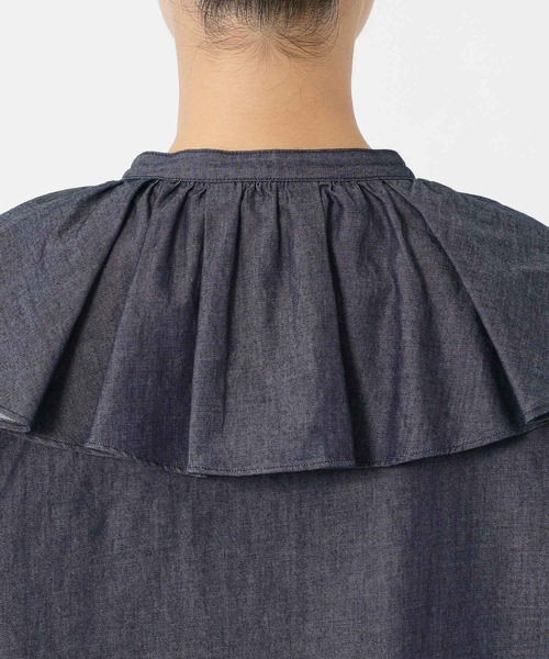 BARNYARDSTORM（バンヤードストーム）の「BARNYARDSTORM / ダンガリービッグカラーブラウス/ マシンウォッシャブル【JAPAN FABRIC】（シャツ/ブラウス・レディース・ダークブルー・FREE）」の6枚目の写真