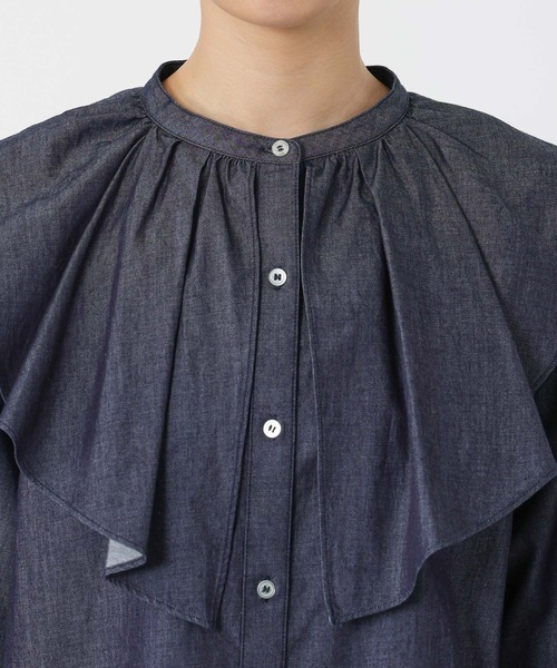 BARNYARDSTORM（バンヤードストーム）の「BARNYARDSTORM / ダンガリービッグカラーブラウス/ マシンウォッシャブル【JAPAN FABRIC】（シャツ/ブラウス・レディース・ダークブルー・FREE）」の5枚目の写真