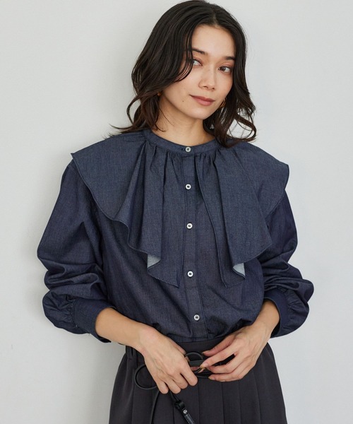 BARNYARDSTORM（バンヤードストーム）の「BARNYARDSTORM / ダンガリービッグカラーブラウス/ マシンウォッシャブル【JAPAN FABRIC】（シャツ/ブラウス・レディース・ダークブルー・FREE）」の20枚目の写真