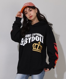 BABYDOLL | 親子お揃い BIG刺繍王冠フレイムパーカー 1052A(パーカー)