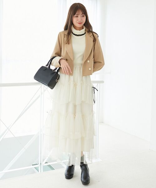 MAJESTIC LEGON（マジェスティックレゴン）の「ダブルブレストショートジャケット（その他アウター・レディース・ベージュ/グレー系その他/ブラック・MEDIUM）」の11枚目の写真