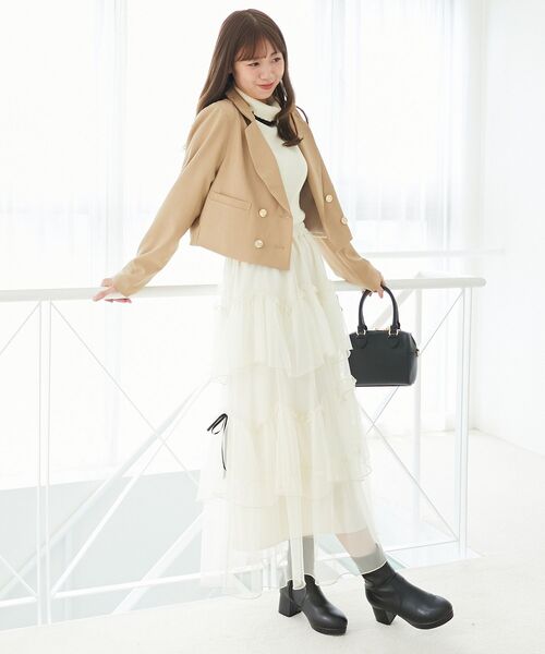 MAJESTIC LEGON（マジェスティックレゴン）の「ダブルブレストショートジャケット（その他アウター・レディース・ベージュ/グレー系その他/ブラック・MEDIUM）」の12枚目の写真