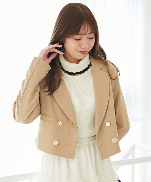 MAJESTIC LEGON（マジェスティックレゴン）の「ダブルブレストショートジャケット（その他アウター・レディース・ベージュ/グレー系その他/ブラック・MEDIUM）」の14枚目の写真