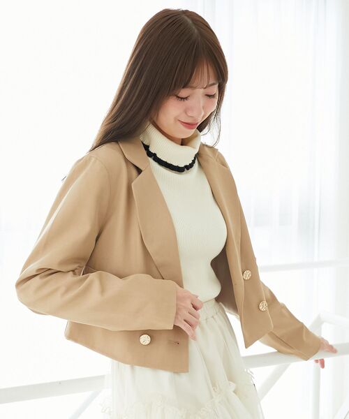 MAJESTIC LEGON（マジェスティックレゴン）の「ダブルブレストショートジャケット（その他アウター・レディース・ベージュ/グレー系その他/ブラック・MEDIUM）」の15枚目の写真