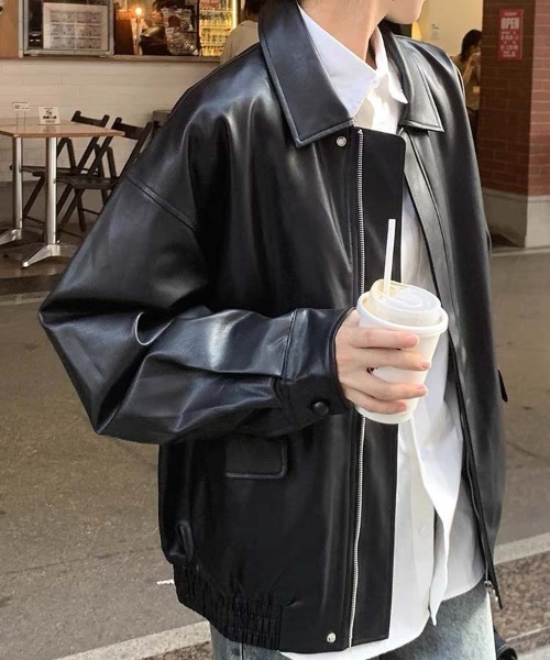 セール】WEGO/オーバーサイズフェイクレザージャケット/アウター
