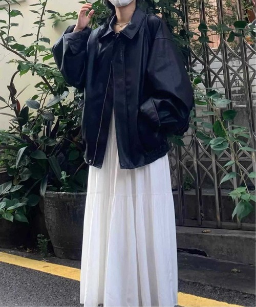 WEGO（ウィゴー）の「WEGO/オーバーサイズフェイクレザージャケット/アウター（ブルゾン・レディース・ブラウン/ブラック・MEDIUM）」の9枚目の写真