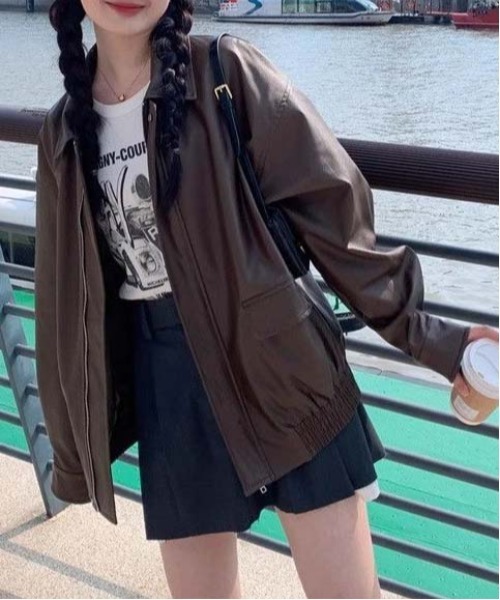 セール】WEGO/オーバーサイズフェイクレザージャケット/アウター