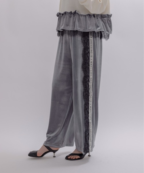Eimee Law（エイミーロウ）の「アシメサイドレースベロアパンツ（その他パンツ・レディース・グレー/ブラック/ネイビー・FREE）」の9枚目の写真